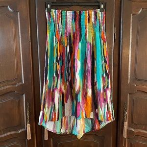 DRESS, skirt, swim coverup perfect for travel Size L smocked band shark …